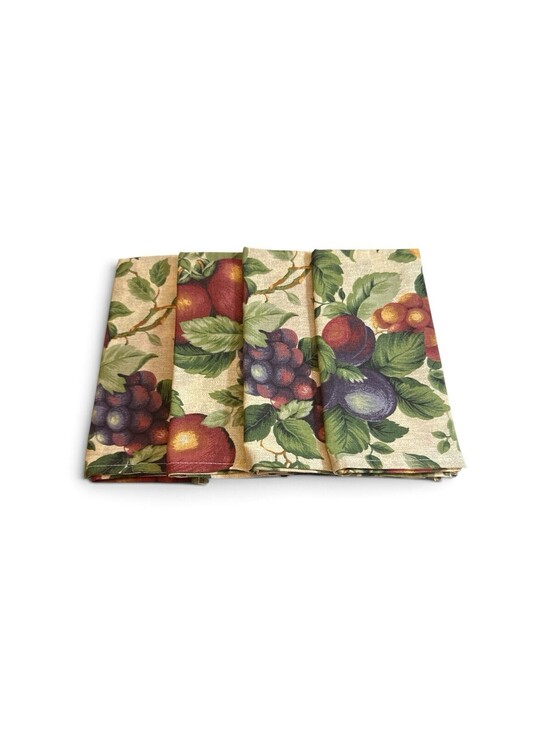 Other - Sukara Sonoma Napkins Fruit Apple Cotton Cottagecore Fabric 17" Square Set of 4